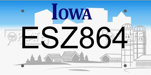 ESZ864 Iowa License Plate
