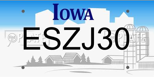 ESZJ30 Iowa License Plate