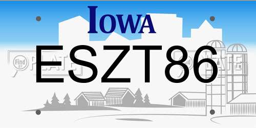 ESZT86 Iowa License Plate