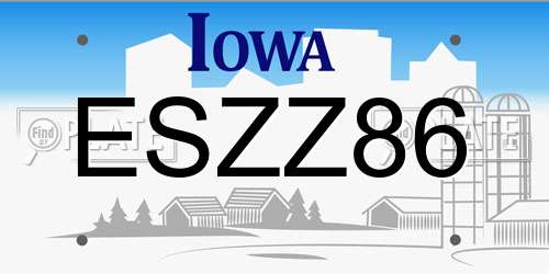 ESZZ86 Iowa License Plate