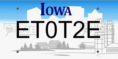 ET0T2E Iowa License Plate