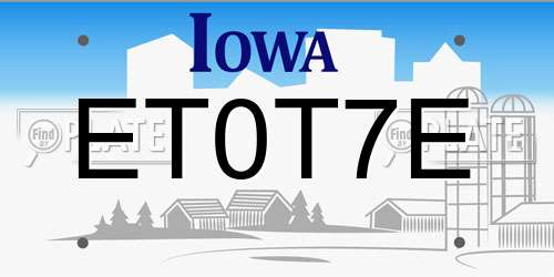 ET0T7E Iowa License Plate
