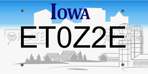 ET0Z2E Iowa License Plate