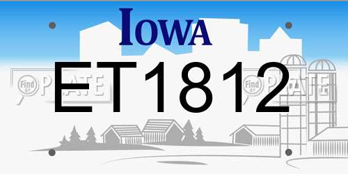 ET1812 Iowa License Plate