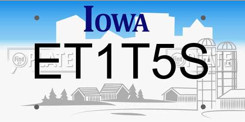 ET1T5S Iowa License Plate