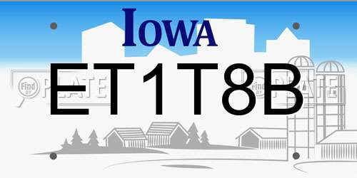 ET1T8B Iowa License Plate