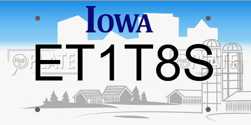 ET1T8S Iowa License Plate