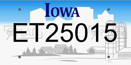 ET25015 Iowa License Plate
