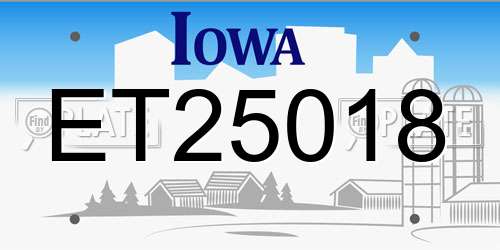 ET25018 Iowa License Plate
