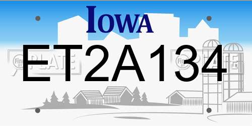 ET2A134 Iowa License Plate