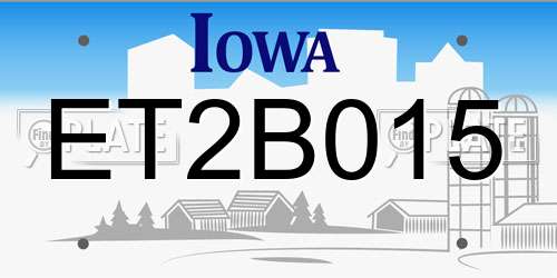 ET2B015 Iowa License Plate