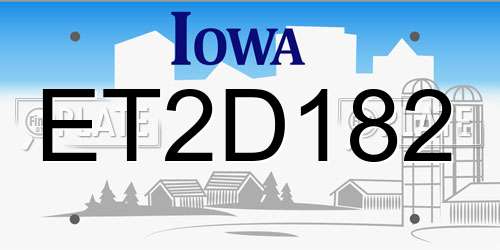 ET2D182 Iowa License Plate