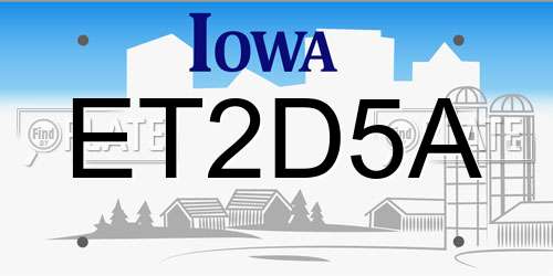 ET2D5A Iowa License Plate