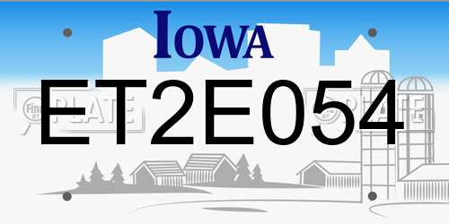 ET2E054 Iowa License Plate