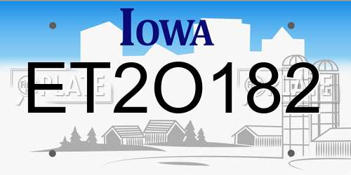 ET2O182 Iowa License Plate