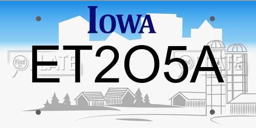 ET2O5A Iowa License Plate