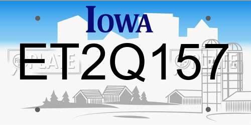 ET2Q157 Iowa License Plate