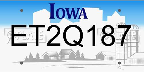 ET2Q187 Iowa License Plate