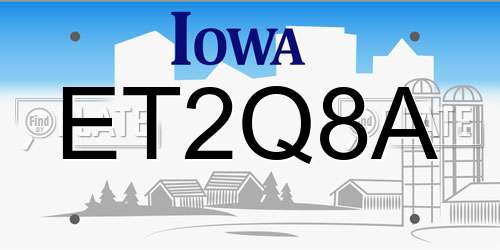 ET2Q8A Iowa License Plate