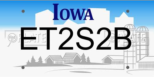 ET2S2B Iowa License Plate