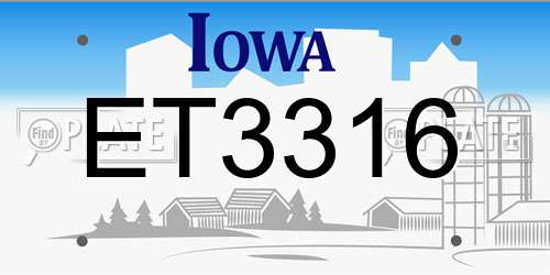 ET3316 Iowa License Plate