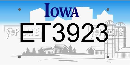 ET3923 Iowa License Plate