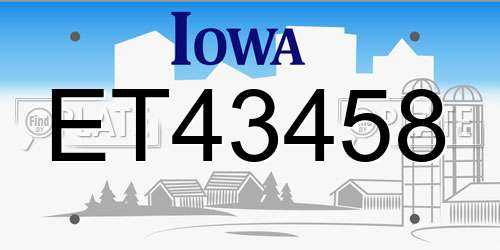 ET43458 Iowa License Plate