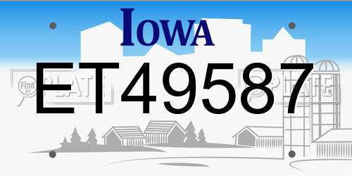 ET49587 Iowa License Plate