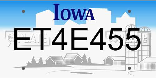 ET4E455 Iowa License Plate