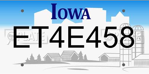 ET4E458 Iowa License Plate