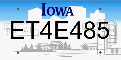 ET4E485 Iowa License Plate