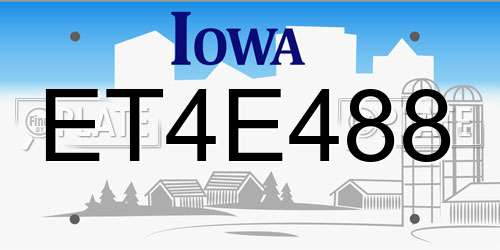 ET4E488 Iowa License Plate