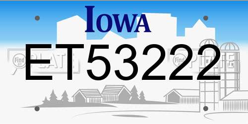 ET53222 Iowa License Plate