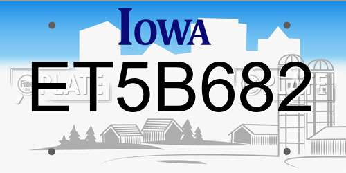 ET5B682 Iowa License Plate