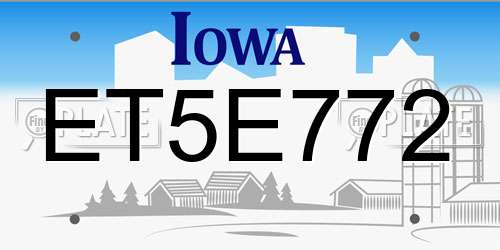 ET5E772 Iowa License Plate
