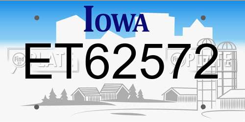 ET62572 Iowa License Plate
