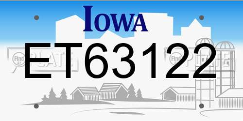 ET63122 Iowa License Plate