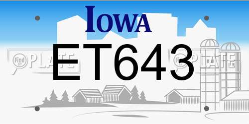 ET643 Iowa License Plate