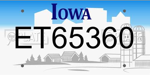 ET65360 Iowa License Plate