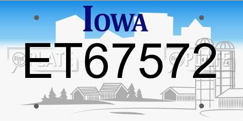 ET67572 Iowa License Plate