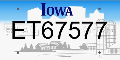 ET67577 Iowa License Plate