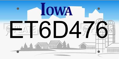 ET6D476 Iowa License Plate