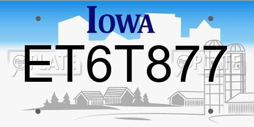 ET6T877 Iowa License Plate
