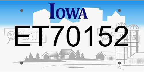 ET70152 Iowa License Plate