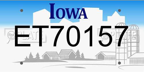 ET70157 Iowa License Plate