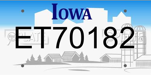 ET70182 Iowa License Plate