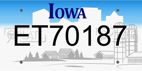 ET70187 Iowa License Plate