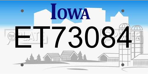ET73084 Iowa License Plate
