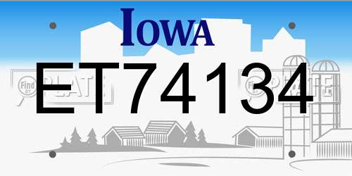 ET74134 Iowa License Plate