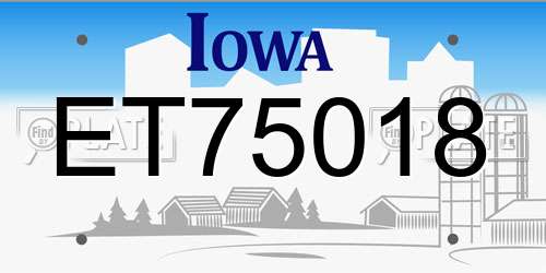 ET75018 Iowa License Plate